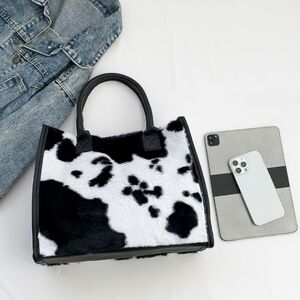 Stylish Black Cow Print Women's Tote